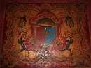 Pannello in cuoio impresso, dipinto e martellato, Italia, met del XVII secolo. - Foto 01