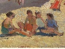Sabaudia, olio su cartone, firmato Luigi Polverini (Roma 1903-1960). - Foto 02