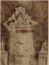 Fontana ai Castelli romani, acquerello su velina di Attilio Simonetti (Roma 1843-1925). - Foto 01