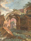 Terme di Caracalla, guache su cartoncino, Italia, 1840 ca. - Foto 01