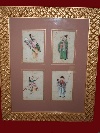 Figure tradizionali cinesi , quattro acquerelli su carta di riso, Cina,  seconda met del XIX secolo. - Foto 01