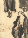 Studio di crocerossine, litografia, firmata Drian (1885-1961), Francia, 1920 ca. - Foto 03