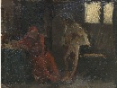 'Two figures', oil on paperboard, sketch by Domenico Morelli (Naples 1823-1901). - Picture 01