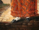 Donna di ritorno dal mercato, olio su tavola, Fiandre, firmato e datato 'Maes 1831'. - Foto 05