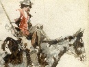 'Horseman in the roman countryside', watercolor by Giuseppe Raggio(Chiavari, Genova 1823- Roma 1916). - Picture 02