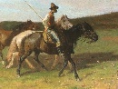 'Horseman in the roman countryside', watercolor by Giuseppe Raggio(Chiavari, Genova 1823- Roma 1916). - Picture 03