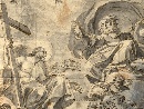 La Trinit, disegno a matita, penna ed inchiostro bruno su carta, acquerellato, Scuola Romana, fine del XVII secolo. - Foto 04