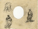 'Appunti per personaggi medievali', foglio di disegni a matita di Mariano Fortuny y Marsal (Reus, Catalogna 1838 - Roma 1874).
 - Foto 01