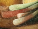 'Natura morta con limoni, arancia, radicchio e bottiglia', olio su tela attribuita a Nicola Levoli (Rimini 1728/30-1801). - Foto 04