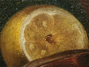 'Natura morta con limoni, arancia, radicchio e bottiglia', olio su tela attribuita a Nicola Levoli (Rimini 1728/30-1801). - Foto 05