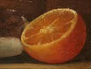 'Natura morta con limoni, arancia, radicchio e bottiglia', olio su tela attribuita a Nicola Levoli (Rimini 1728/30-1801). - Foto 07