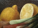 'Natura morta con limoni, arancia, radicchio e bottiglia', olio su tela attribuita a Nicola Levoli (Rimini 1728/30-1801). - Foto 08
