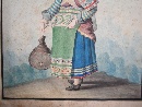 Costume di Pietraroja, Regno delle due Sicilie, grande acquerello su carta, Napoli, fine del XVIII secolo. - Foto 05