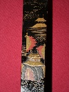Grande tagliacarte entro fodero a forma di ventaglio, decorato con lacca nera e maki-e in oro e argento, Giappone, periodo Taisho, 大正時代, (1912 - 1926). - Foto 05