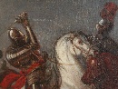 'Battaglia di cavalieri', olio su tela, scuola di Francesco Monti detto il Brescianino (Brescia 1646 - Parma 1703). - Foto 05