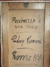 'Pulcinella e suo figlio', olio su tavoletta di Pier Luigi Cesarini (Roma 1933 - 2006). - Foto 04